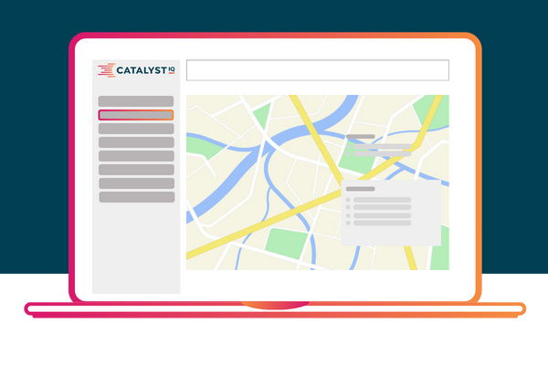 Catalyst IQ dashboard displaying a market map and competitor comparison insights for automotive dealers.
