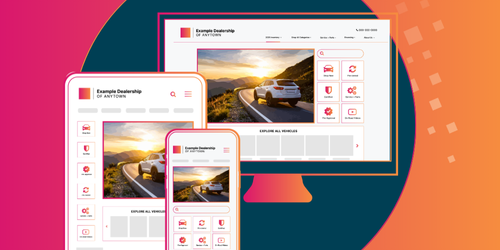Responsive dealership website displayed on desktop, tablet, and mobile devices, showcasing a high-performance web experience designed to attract and convert shoppers.