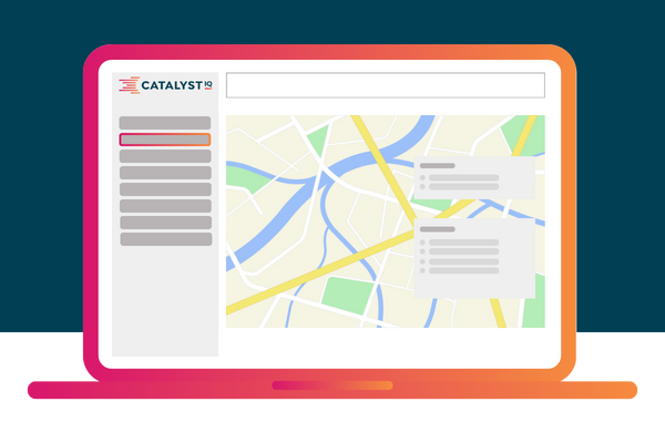 Catalyst IQ dashboard displaying a market map and competitor comparison insights for automotive dealers.