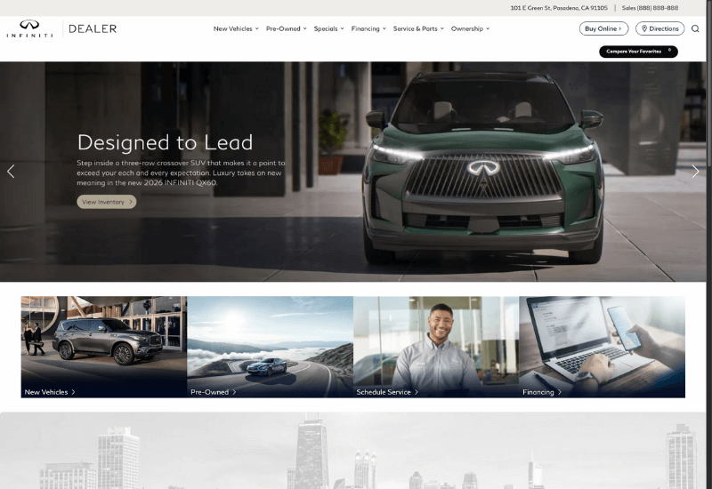 Screenshot of a Catalyst IQ Infiniti website
