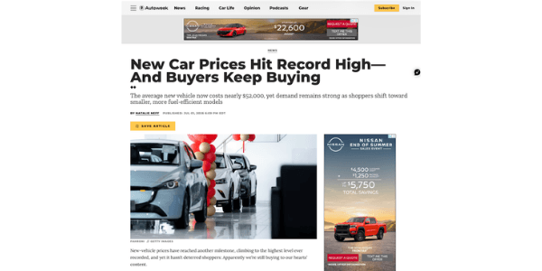 Auto Week- New Car Prices Hit Record High—And Buyers Keep Buying