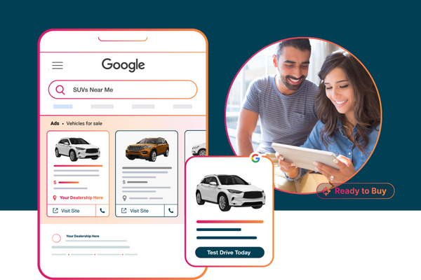 Google Vehicle Listing Ads displaying SUVs for sale with pricing, dealership information, and ready-to-buy shoppers comparing options.