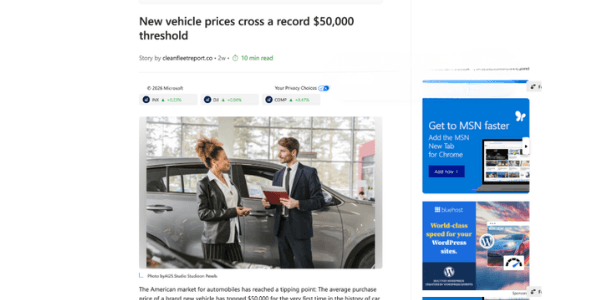 MSN- New vehicle prices cross a record $50,000 threshold (1)
