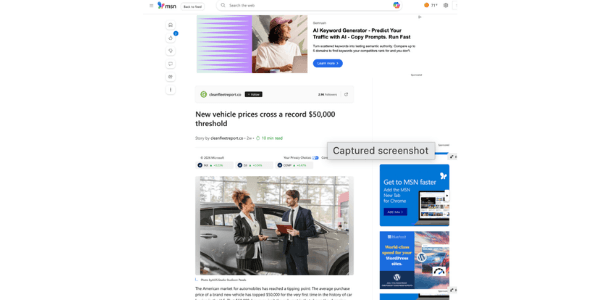 MSN- New vehicle prices cross a record $50,000 threshold