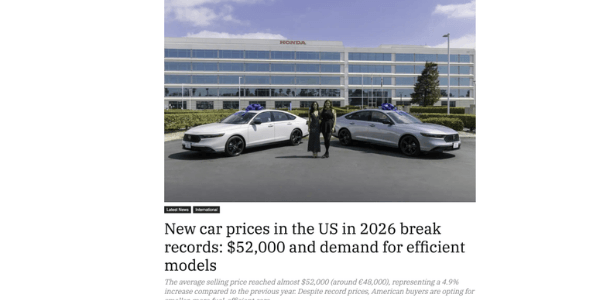 Motor 16- New car prices in the US in 2026 break records $52,000 and demand for efficient models (1)
