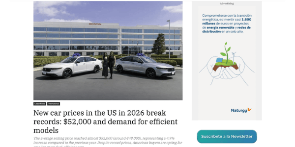 Motor 16- New car prices in the US in 2026 break records $52,000 and demand for efficient models