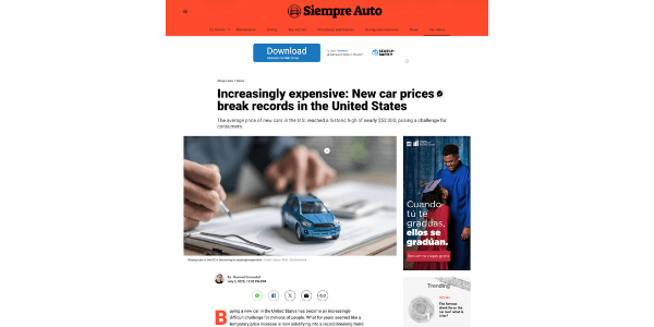 Siempre Auto- Increasingly expensive New car prices break records in the United States